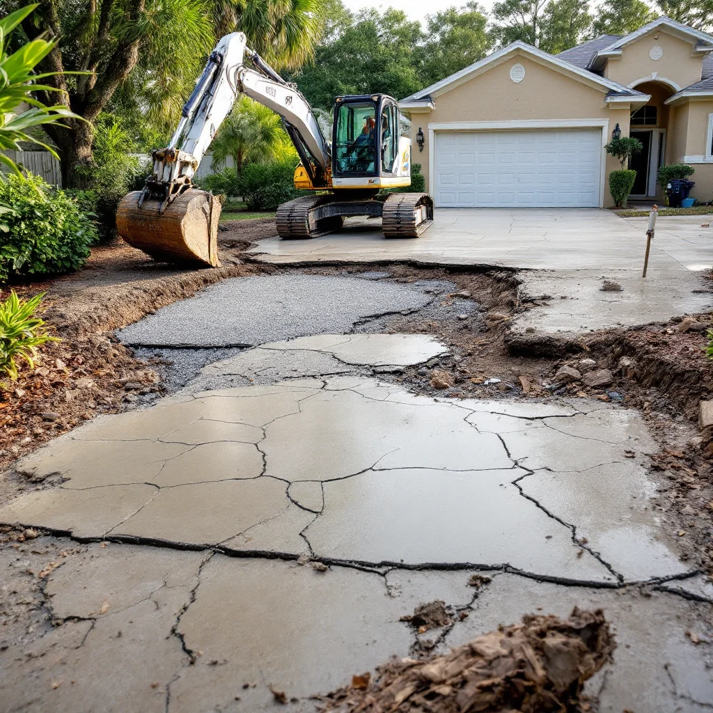 Concrete driveway replacement — Valrico, FL